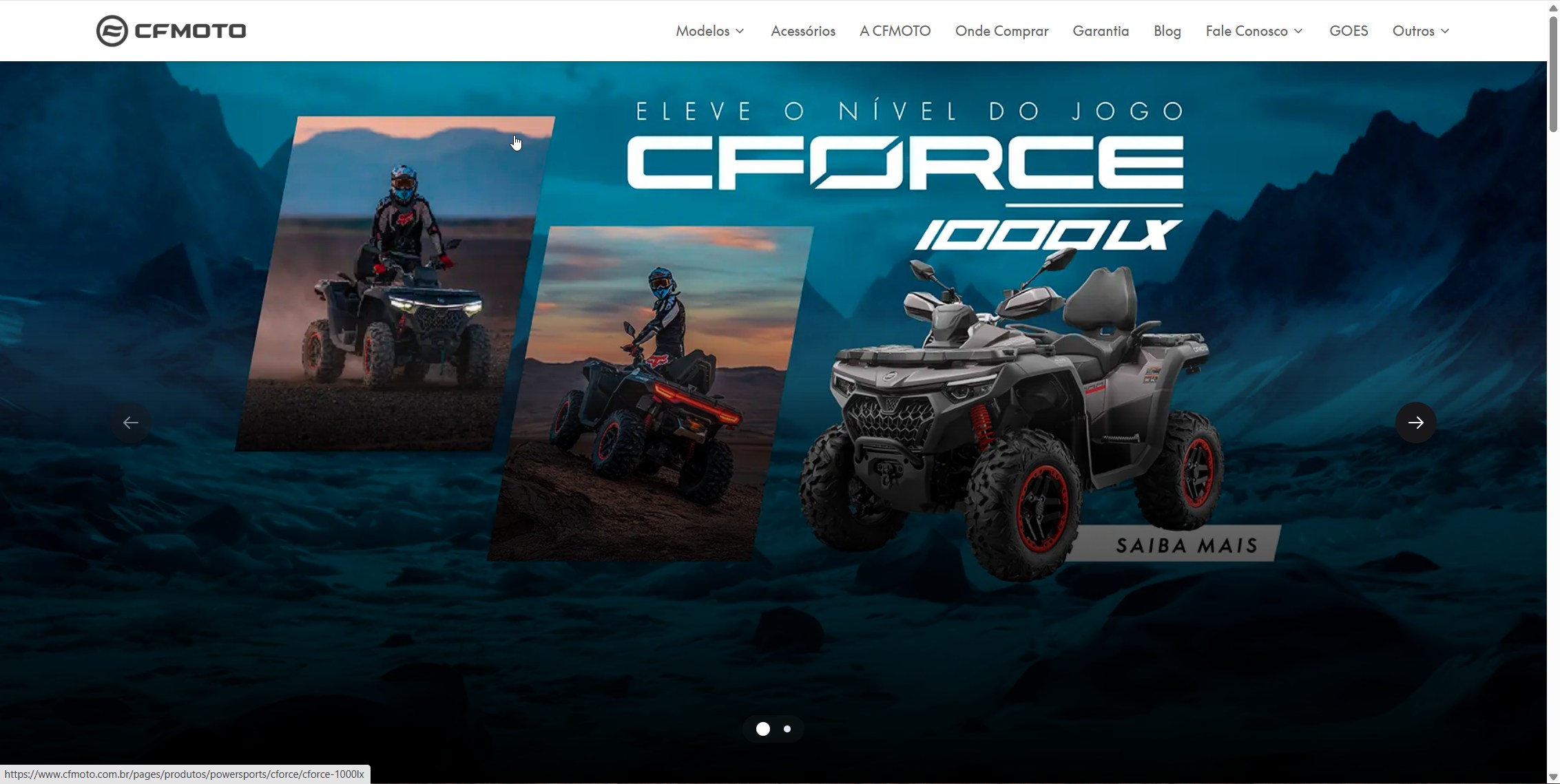 Screenshot do site CFMoto
