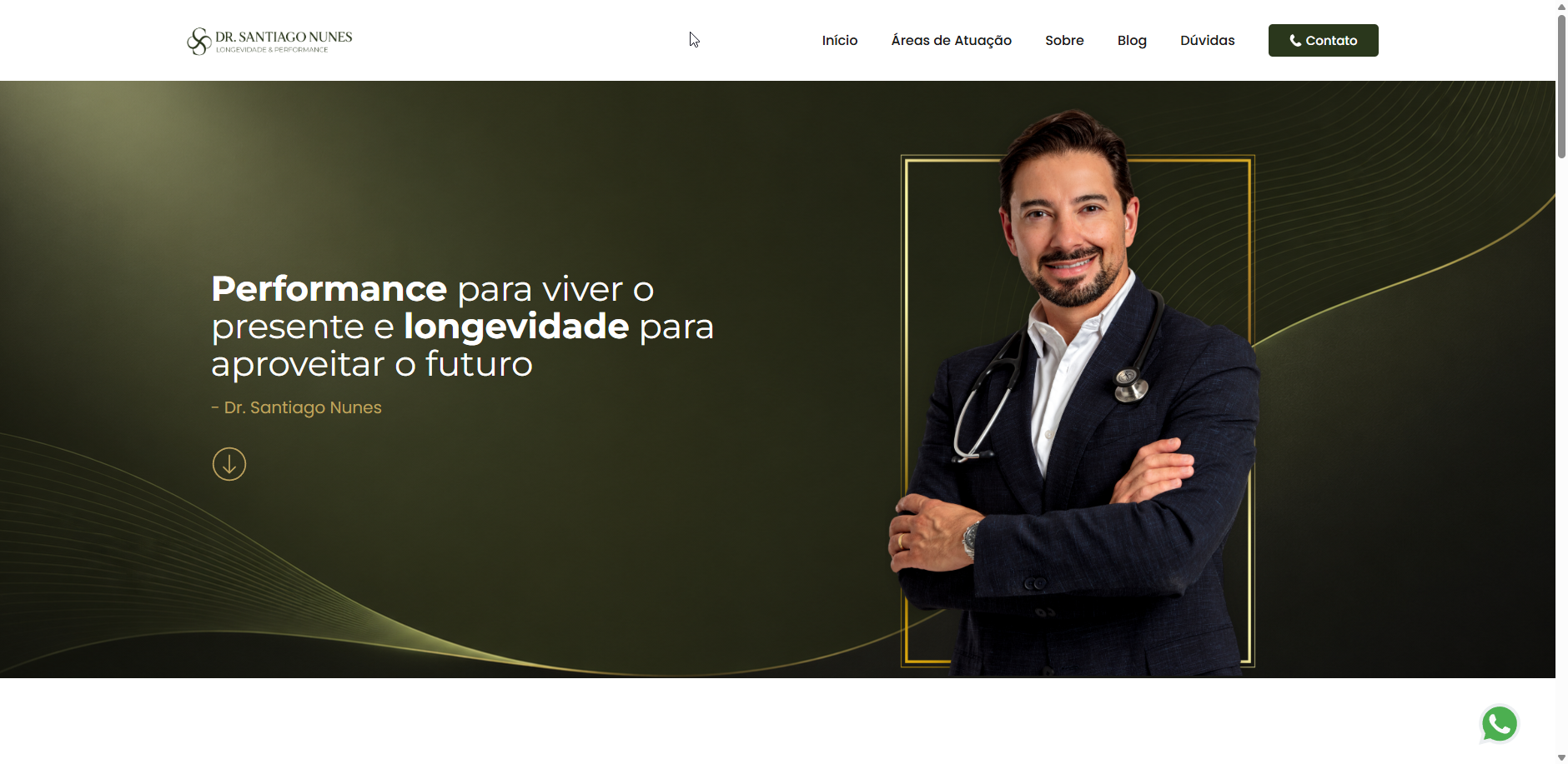 Screenshot do site do Dr. Santiago Nunes