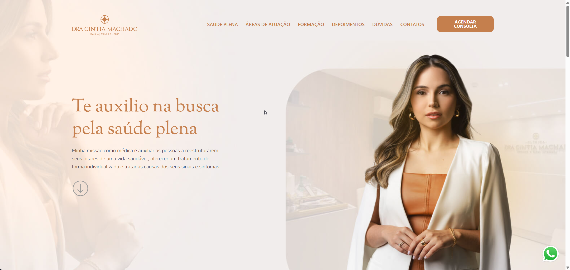 Screenshot do site da Dra. Cíntia Machado